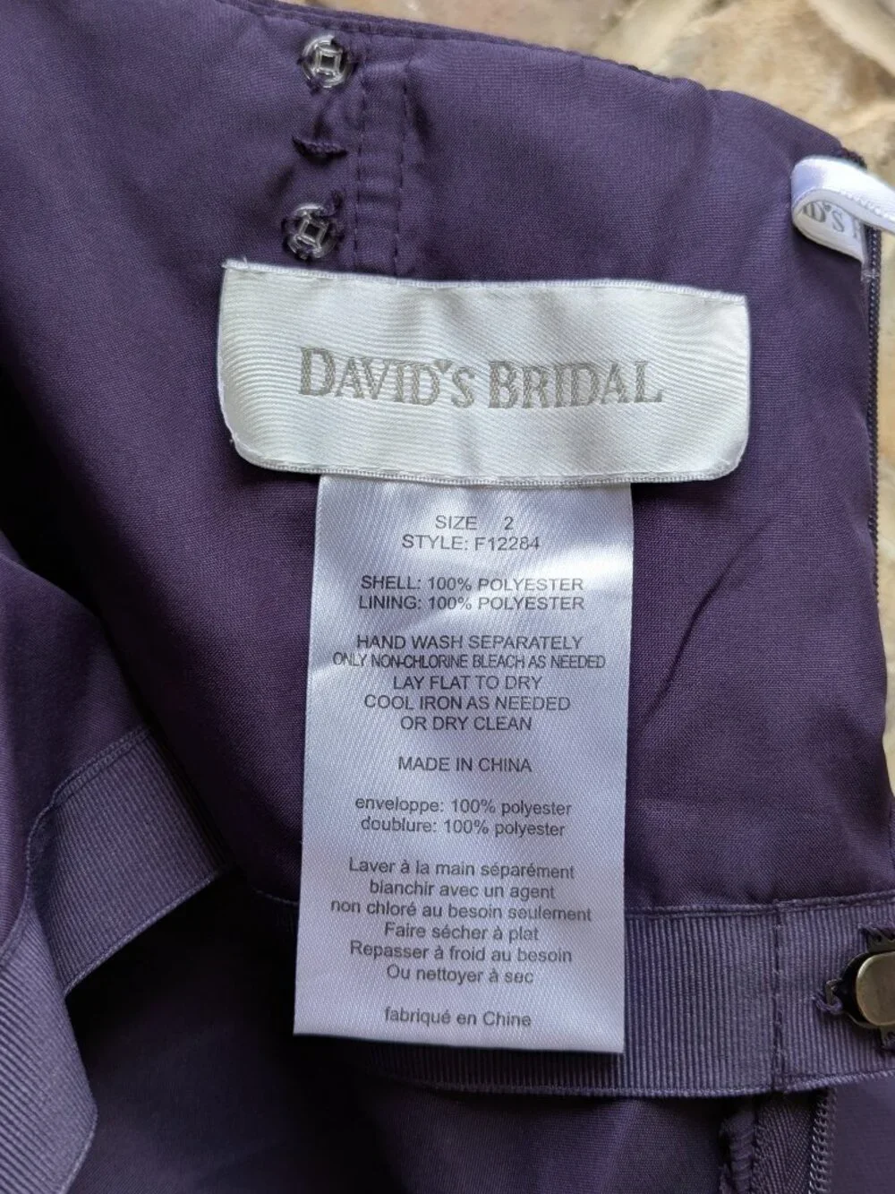 David's Bridal strapless cocktail dress, size 2